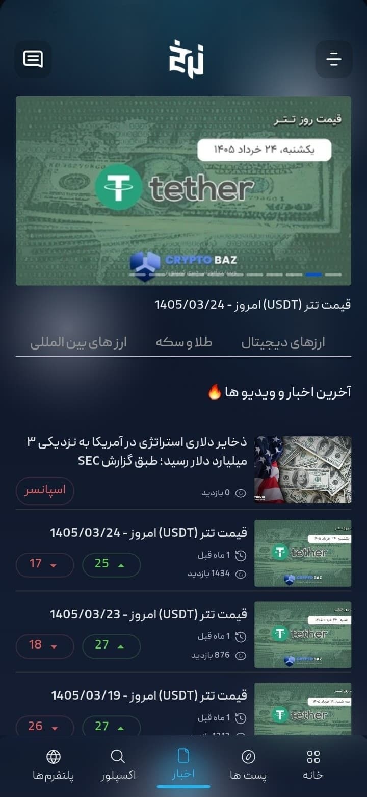 اخبار و تحلیل بازار در اپلیکیشن کریپتوباز